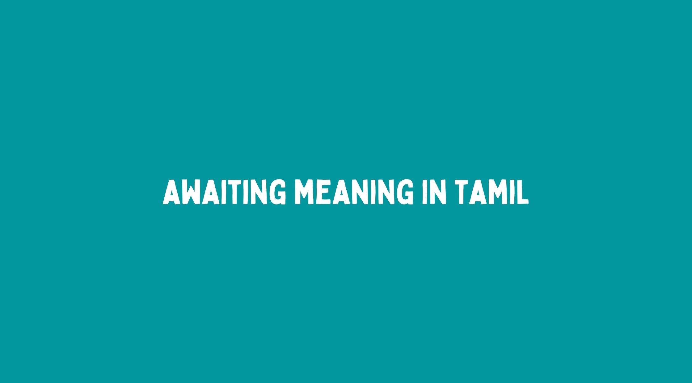 Awaiting Meaning in Tamil
